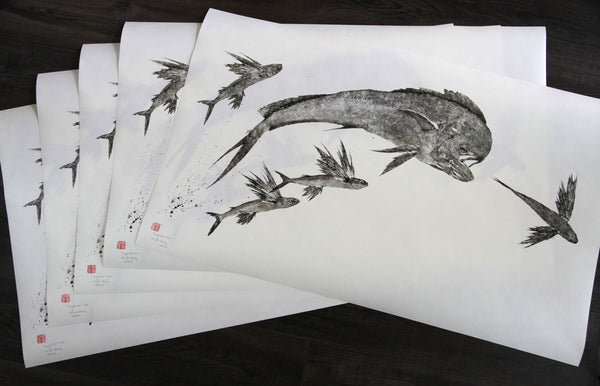 "Singled Out" Limited Edition Gyotaku by Dwight Hwang - Tail Magazine Fly Shop
