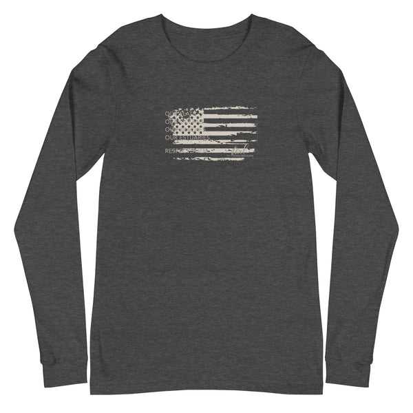 US Flag Shirt - Long Sleeve (tan graphic) - Tail Magazine Fly Shop