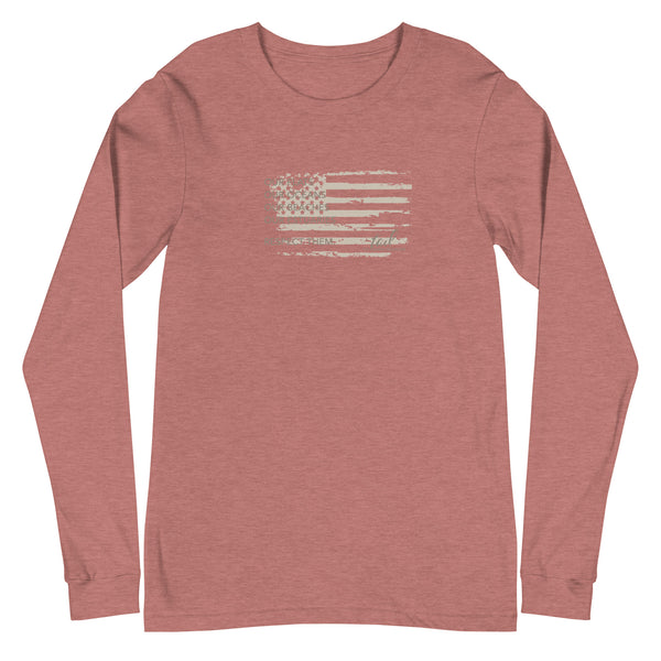 US Flag Shirt - Long Sleeve (tan graphic) - Tail Magazine Fly Shop