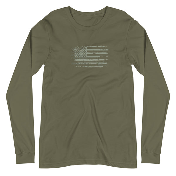 US Flag Shirt - Long Sleeves - Olive - Tail Magazine Fly Shop