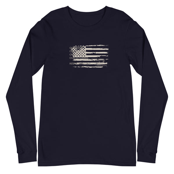 US Flag Shirt - Long Sleeve (tan graphic) - Tail Magazine Fly Shop