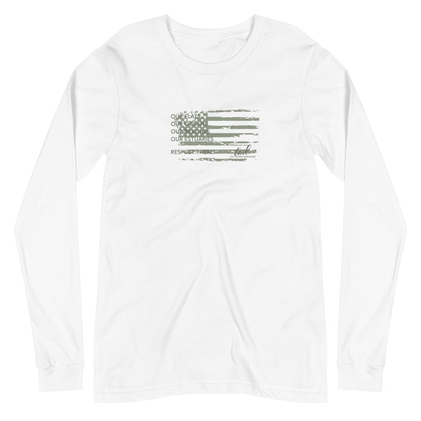 US Flag Shirt - Long Sleeves - Olive - Tail Magazine Fly Shop