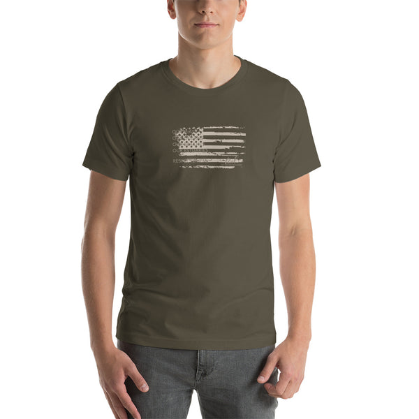 US Flag shirt - Short Sleeved (tan graphic) - Tail Magazine Fly Shop