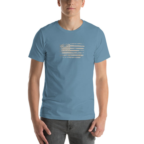 US Flag shirt - Short Sleeved (tan graphic) - Tail Magazine Fly Shop